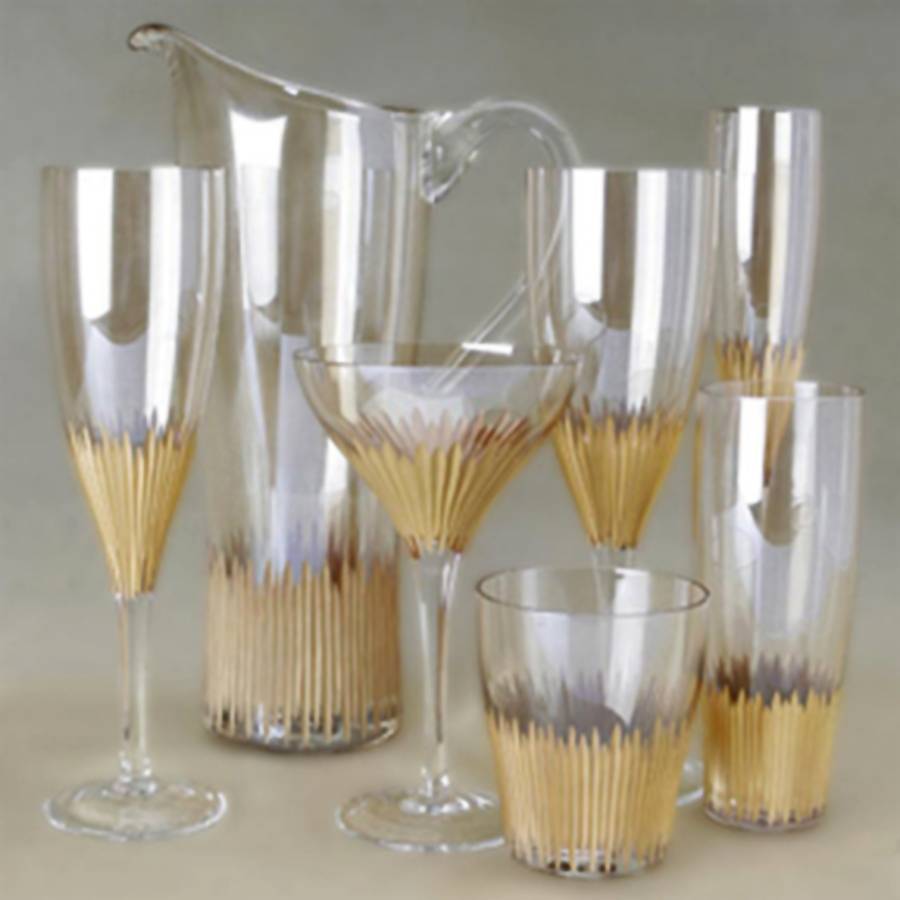 Linear Gold Water Goblet by Kim Seybert Glass-1