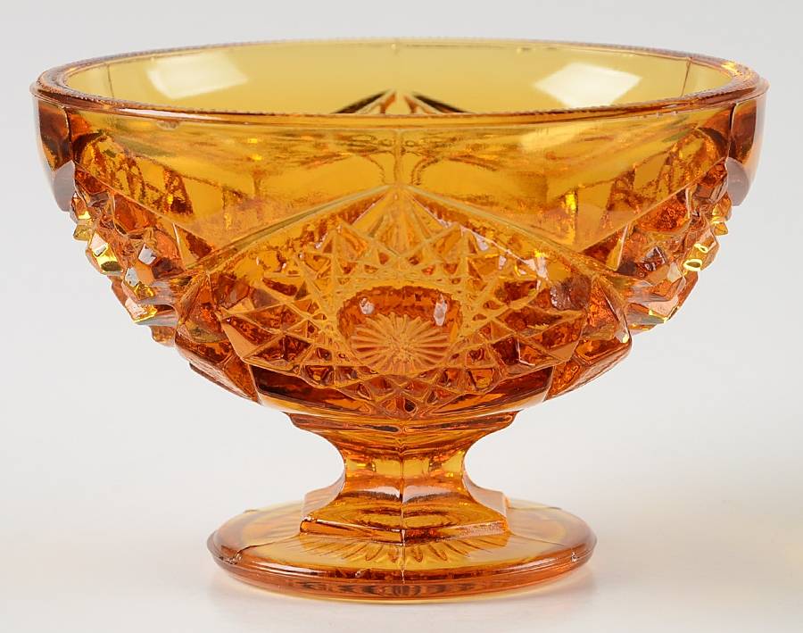 Hobstar and Fan Amber Candy Dish No Lid by Kemple-1