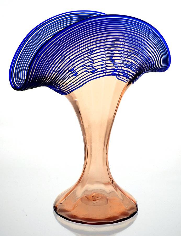 Art Glass 9" Fan Vase by Kralik Glass-1