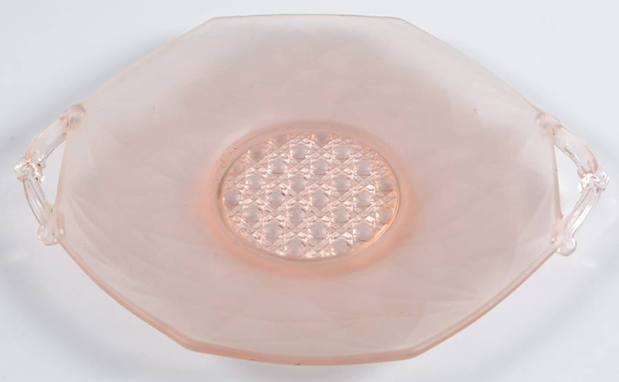 Sunshine-Pink (Frosted) Handled Plate/Underplate for Divided Mayonnaise by Lancaster-1