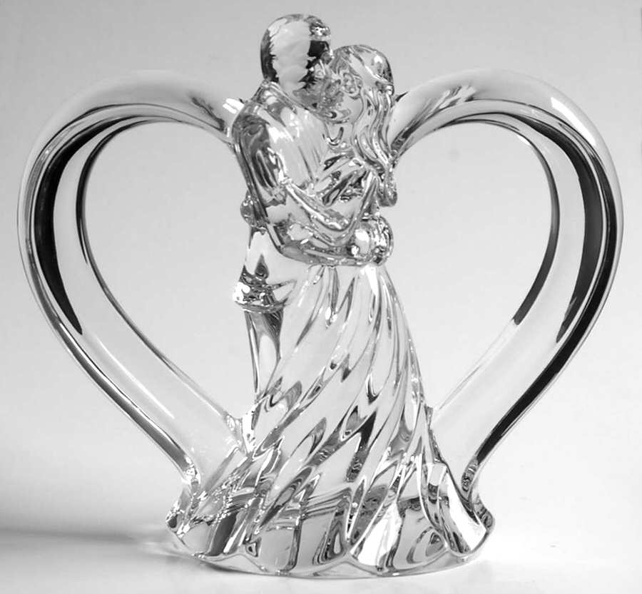 Wedding Promises (Etched) Bride Groom Heart Cake Topper by Lenox-1