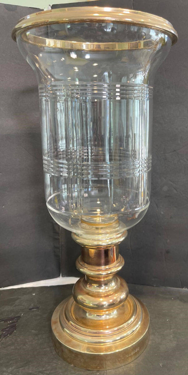 Glen Plaid Hurricane Lamp & Metal Base by Ralph Lauren Crystal-1