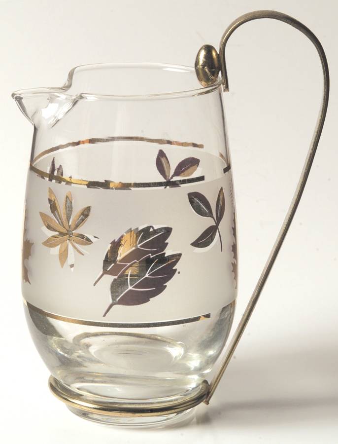 Golden Foliage 16 Oz Pitcher W/Detachable Metal Handle by Libbey Glass Company-1