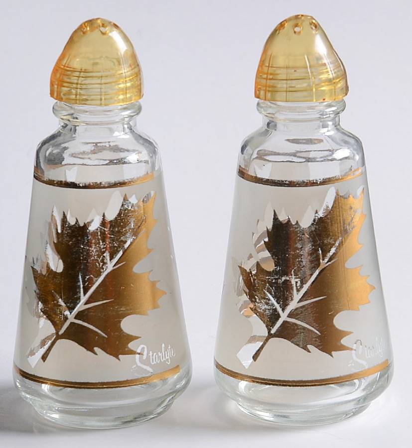 Golden Foliage Shaker Set & Plastic Lids by Libbey Glass Company-1