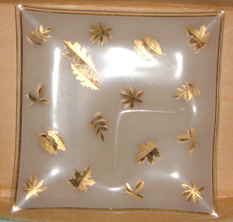 Golden Foliage 16" Square Plate by Libbey Glass Company-1