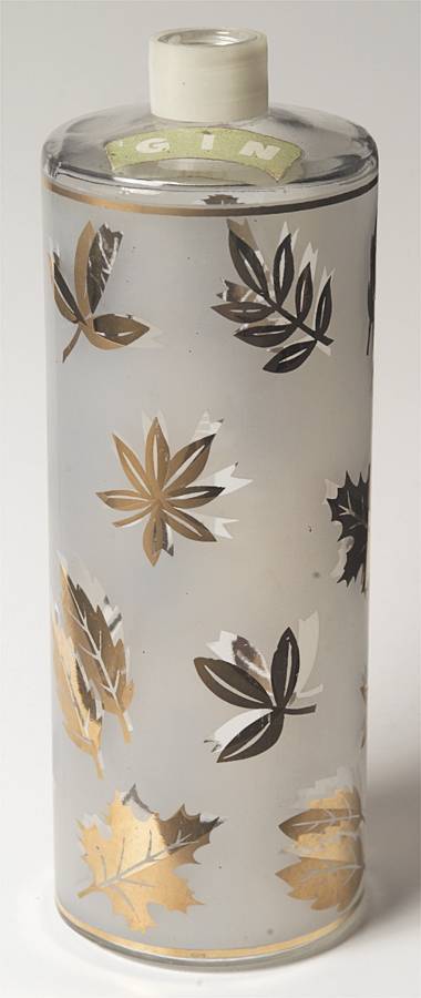 Golden Foliage Liquor Bottle without Plastic Dispenser by Libbey Glass Company-1
