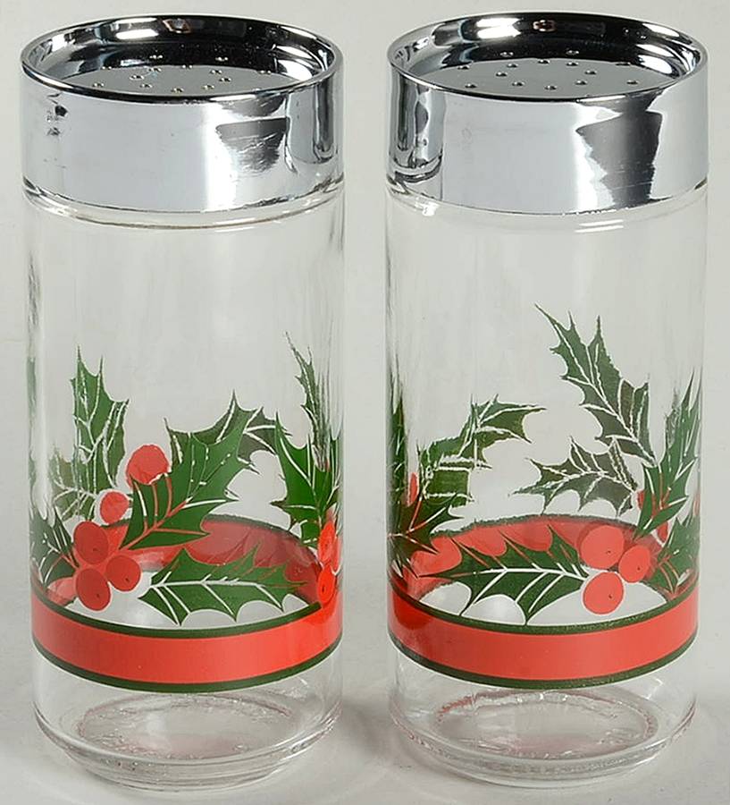 Holly & Berries Shaker Set & Plastic Lids by Libbey Glass Company-1