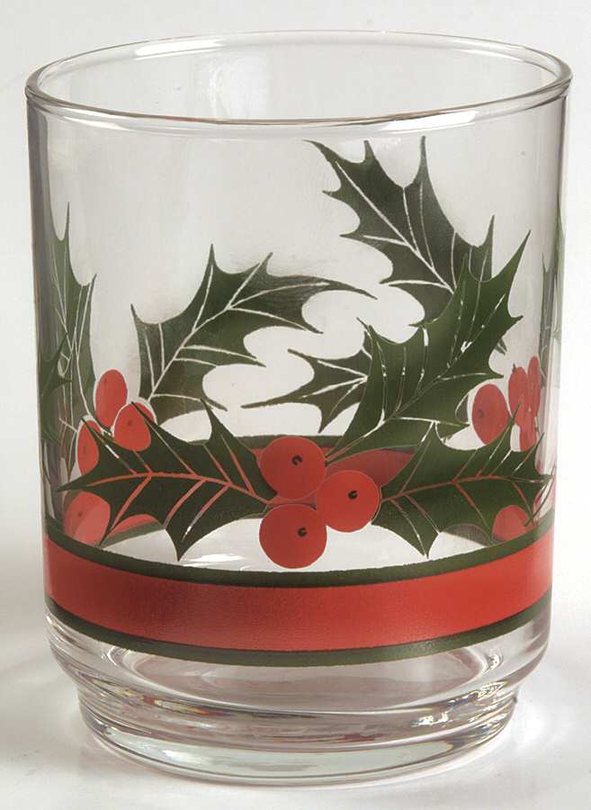 Holly & Berries 13 Oz Flat Tumbler by Libbey Glass Company-1