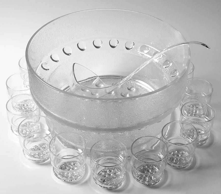 Knob Hill Clear (14 Pc) Punch Set (Punch Bowl,12 Cups, Ladle) by Libbey Glass Company-1