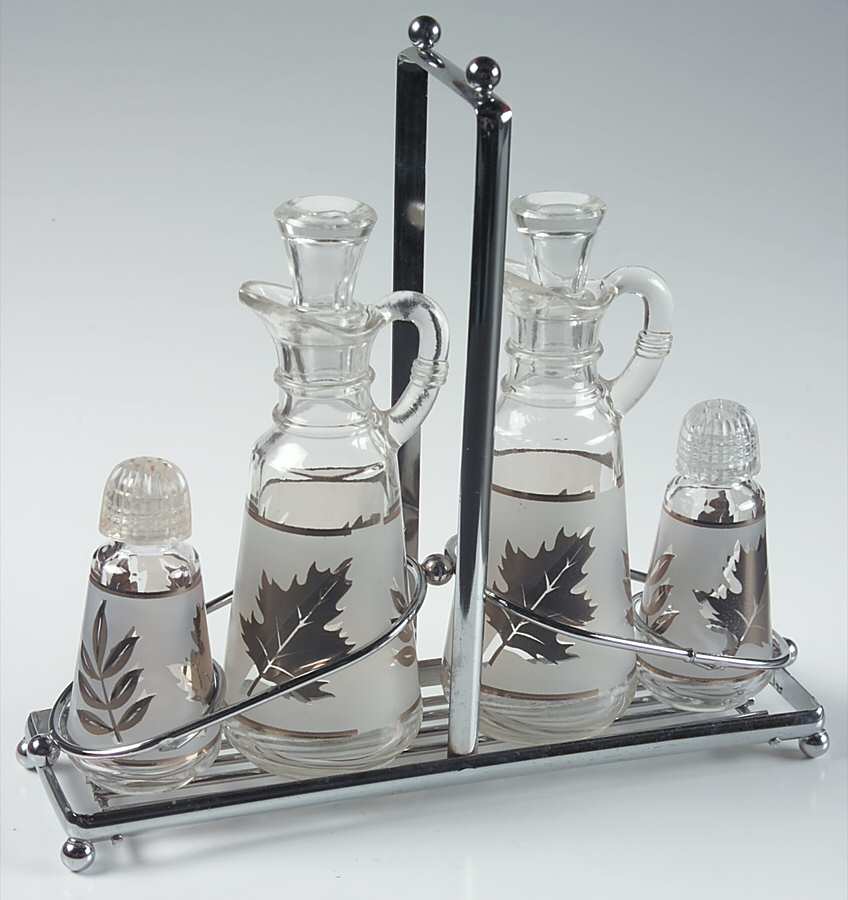 Silver Leaf (9 Piece) Cruet Set by Libbey Glass Company-1