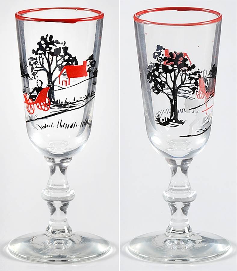 Currier & Ives Brandy Glass by Libbey Glass Company-1