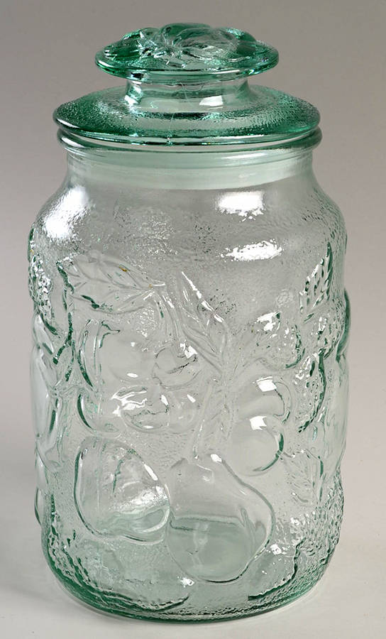 Orchard Fruit Green Tall Canister & Lid by Libbey Glass Company-1