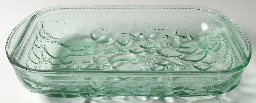 Orchard Fruit Green 13" Rectangular Baker by Libbey Glass Company-1