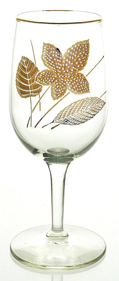 Gold Leaves Wine Glass by Libbey Glass Company-1