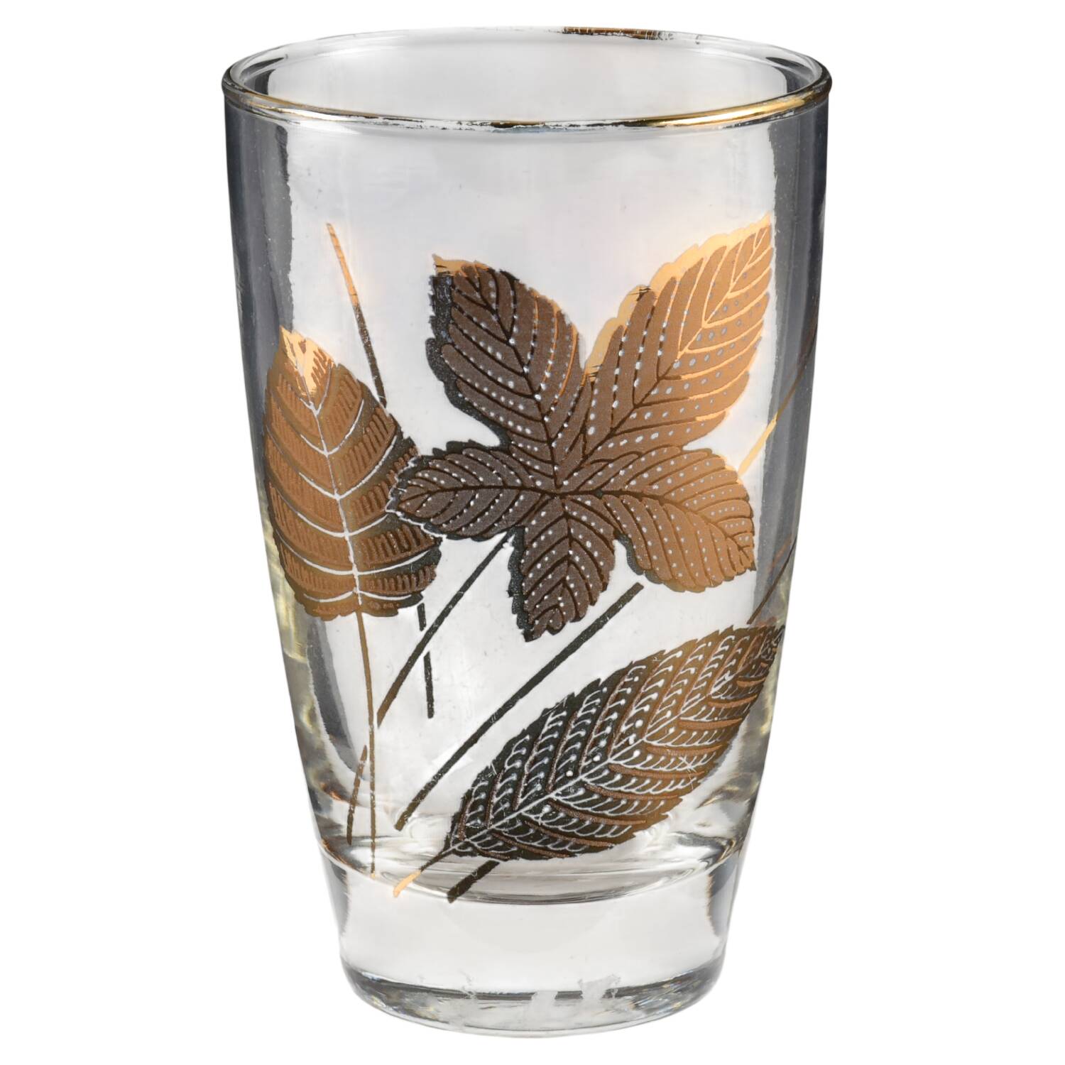 Gold Leaves 11 Oz Flat Tumbler by Libbey Glass Company-1