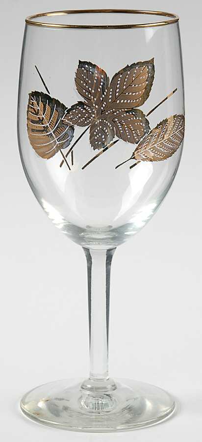Gold Leaves Water Goblet by Libbey Glass Company-1