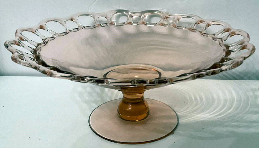Open Work Pink (No Decoration) Round Compote (Height X Width) by Lancaster-1