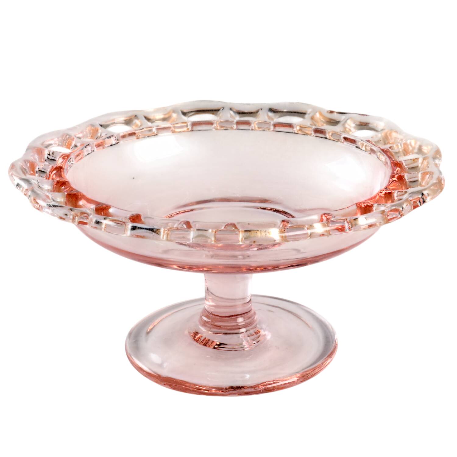 Open Work Pink (No Decoration) Round Compote (Height X Width) by Lancaster-1