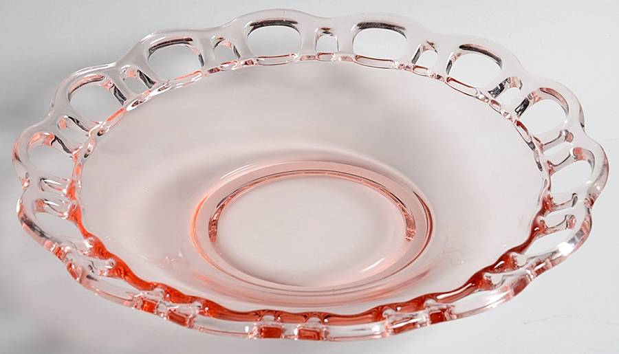Open Work Pink (No Decoration) 9" Shallow Round Bowl by Lancaster-1