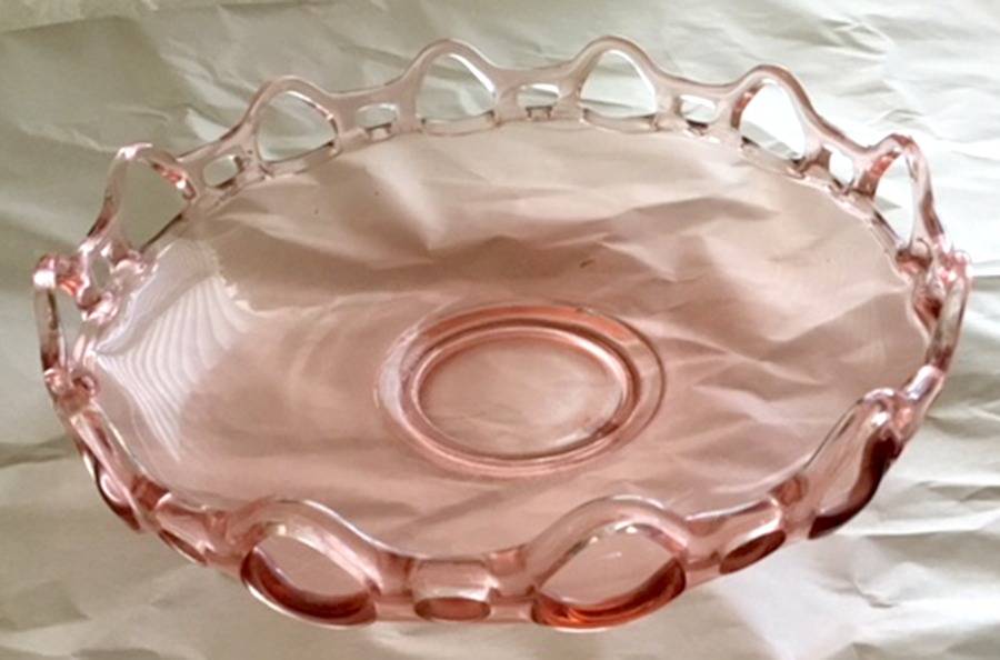 Open Work Pink (No Decoration) 10" Shallow Nappy by Lancaster-1