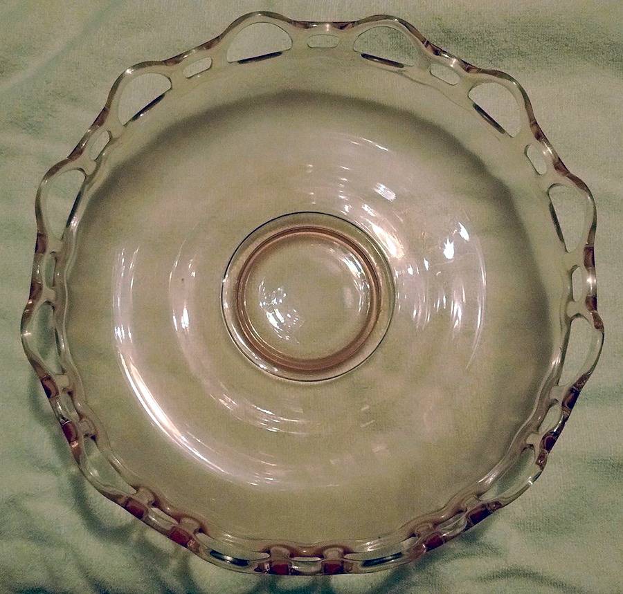 Open Work Pink (No Decoration) 11" Shallow Round Bowl by Lancaster-1