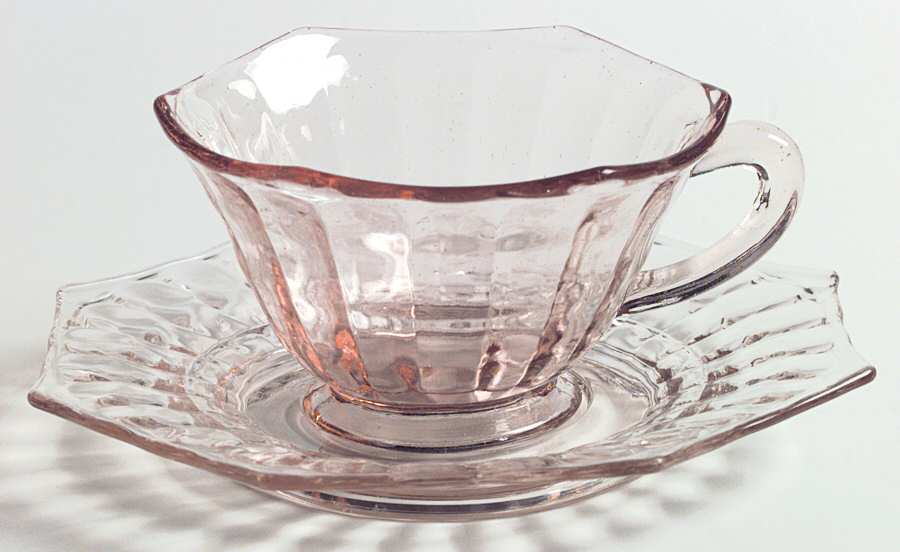 Octagon Bamboo Optic Pink Cup & Saucer Set by Liberty Works-1