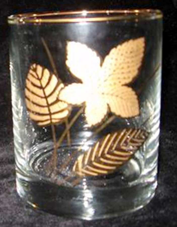 Gold Leaves Double Old Fashioned by Libbey Glass Company-1