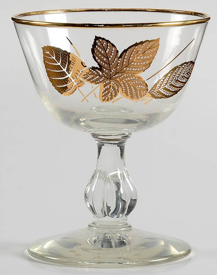Gold Leaves Champagne/Tall Sherbet by Libbey Glass Company-1