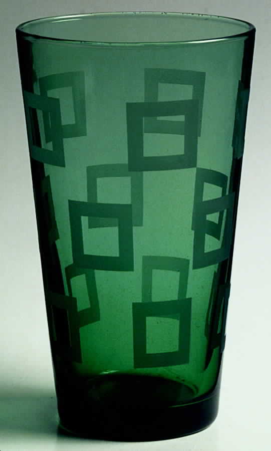 Geometrix Green (Frosted) Cooler by Libbey Glass Company-1