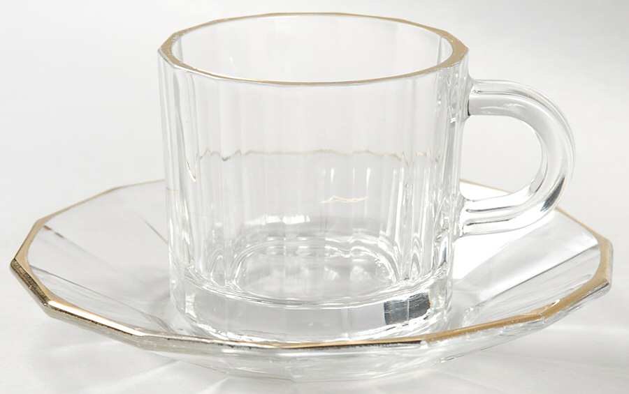 Canaletto Gold (Straight Optic) Demitasse Cup & Saucer Set by Luigi Bormioli-1