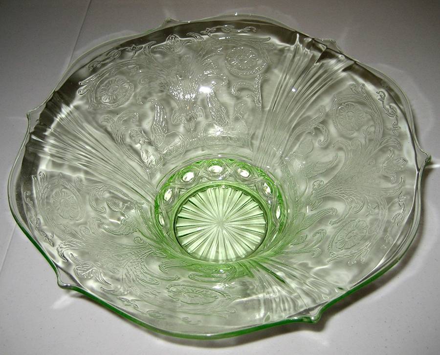 Sphinx Green 12" Flared Orange Bowl by Lancaster-1