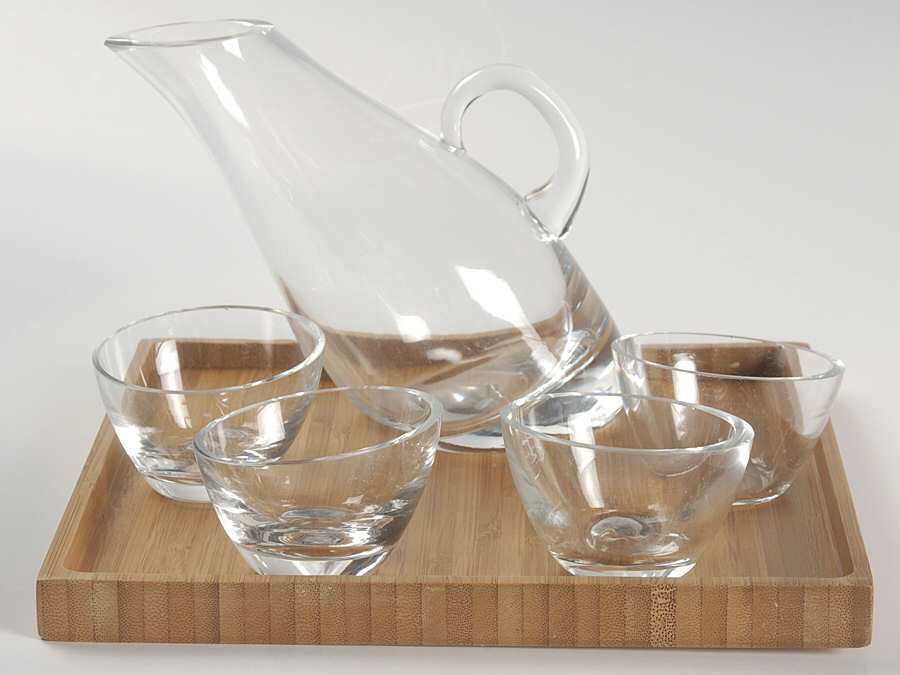 Tuscany Classics Sake Pitcher with 4 Glasses & Wood Tray by Lenox-1