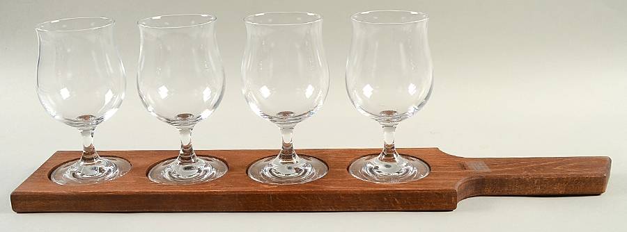 Tuscany Classics Beer Flight Set (4 6oz Beer Glasses & Wood Paddle) by Lenox-1