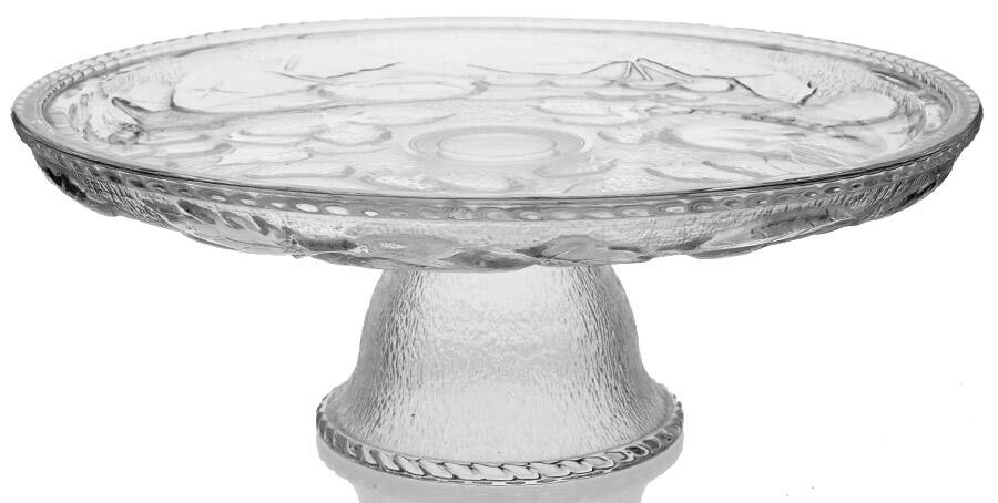Orchard Fruit Clear Round Cake Stand by Libbey Glass Company-1
