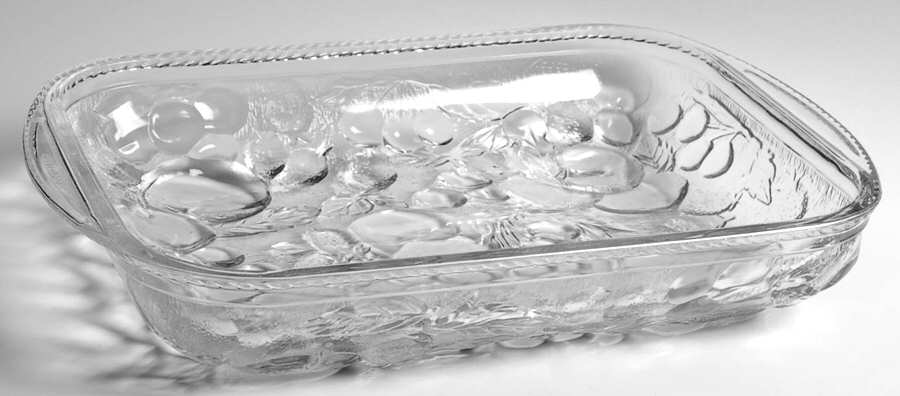 Orchard Fruit Clear 13" Rectangular Baker by Libbey Glass Company-1