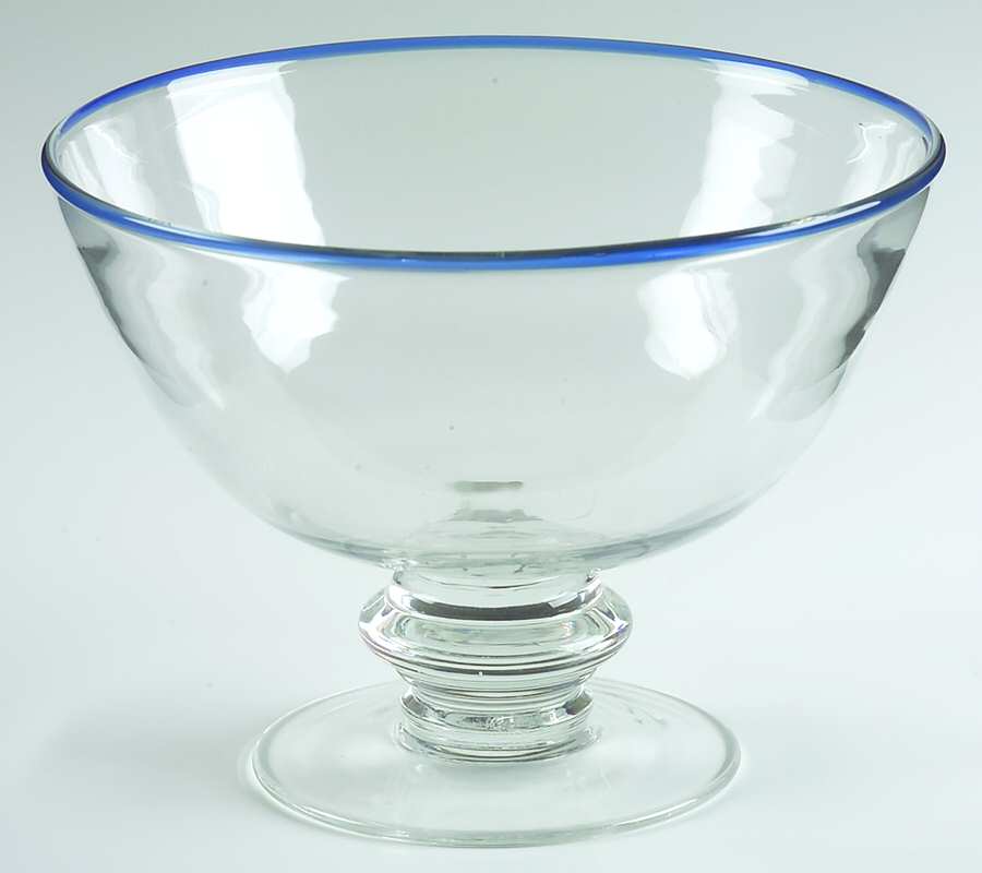 Brook Garden Blue 9" Footed Bowl by Ralph Lauren Crystal-1