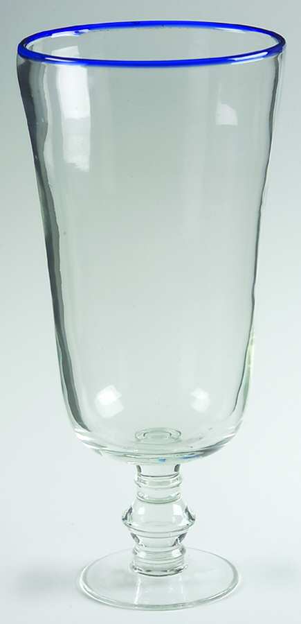 Brook Garden Blue 1 Piece Open Hurricane/Vase by Ralph Lauren Crystal-1
