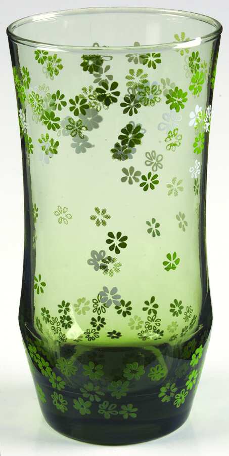 Strawflowers Olive Green 14 Oz Flat Tumbler by Libbey Glass Company-1