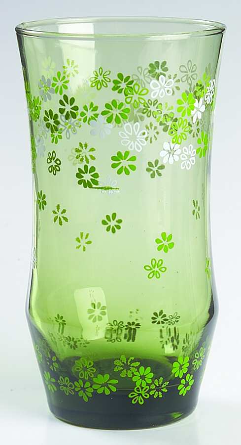 Strawflowers Olive Green 12 Oz Flat Tumbler by Libbey Glass Company-1
