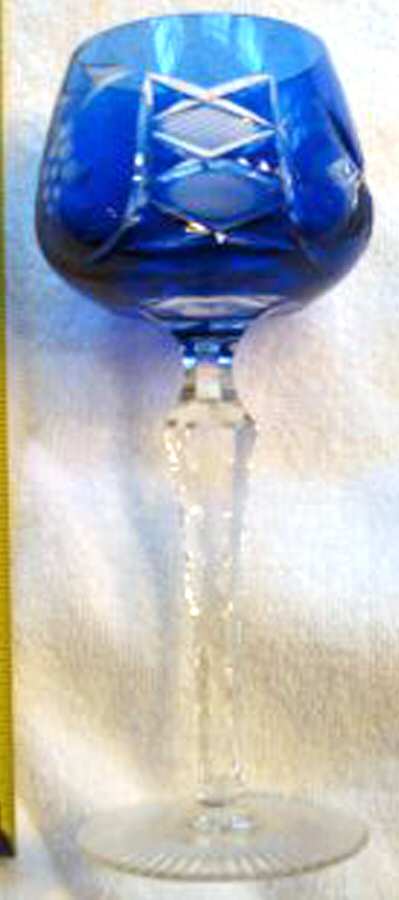 LA16 (Continuous Cut Foot) Blue Water Goblet by Lausitzer-1