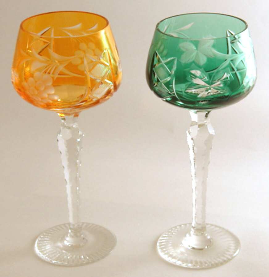 LA16 (Continuous Cut Foot) Orange Water Goblet by Lausitzer-1