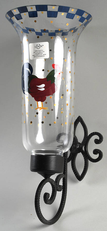 Morning Sunshine Rooster Metal Wall Sconce w/Glass Candleholder by Lenox-1