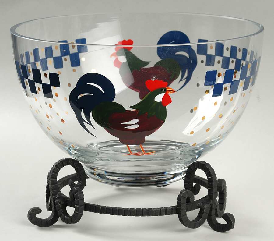 Morning Sunshine Rooster 8" Round Bowl W/Metal Stand by Lenox-1