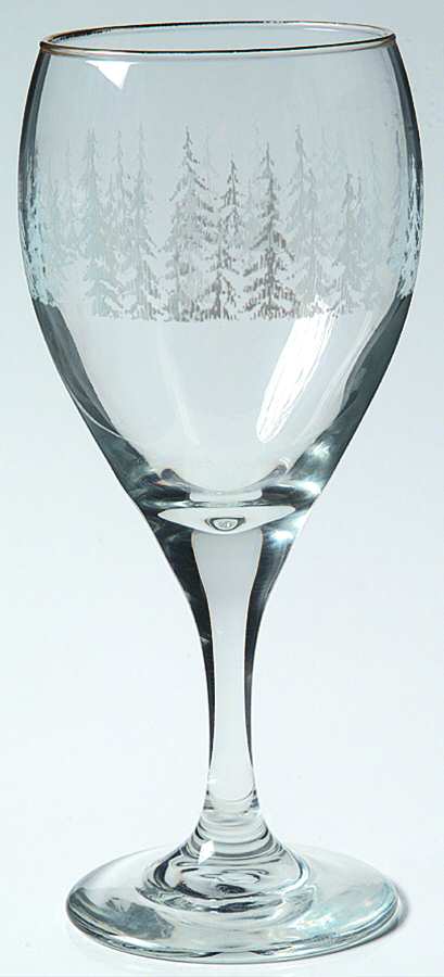 Frosty Pine Gold Water Goblet by Libbey Glass Company-1