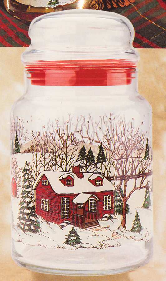 Winter Village 6" Storage Jar & Lid by Libbey Glass Company-1