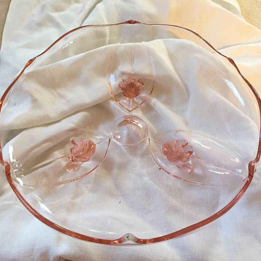 Petal Pink Footed Cake Plate by Lancaster-1