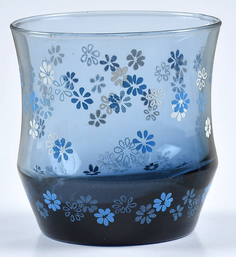 Strawflowers Blue 8 Oz Flat Tumbler by Libbey Glass Company-1