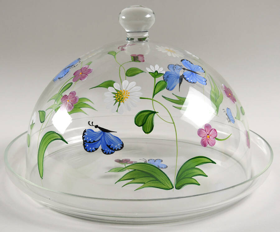 Butterflies and Blossoms Cake Plate with Glass Dome by Lenox-1