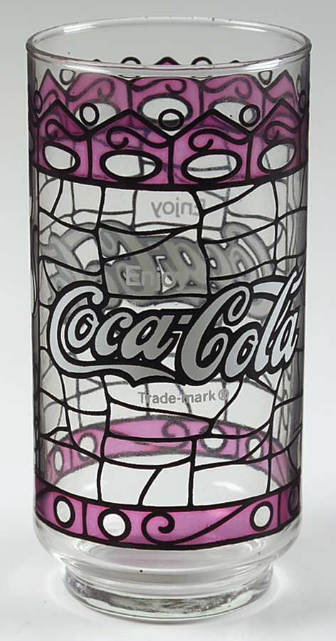 Coca Cola (Stained Glass) 12 Oz Flat Tumbler by Libbey Glass Company-1