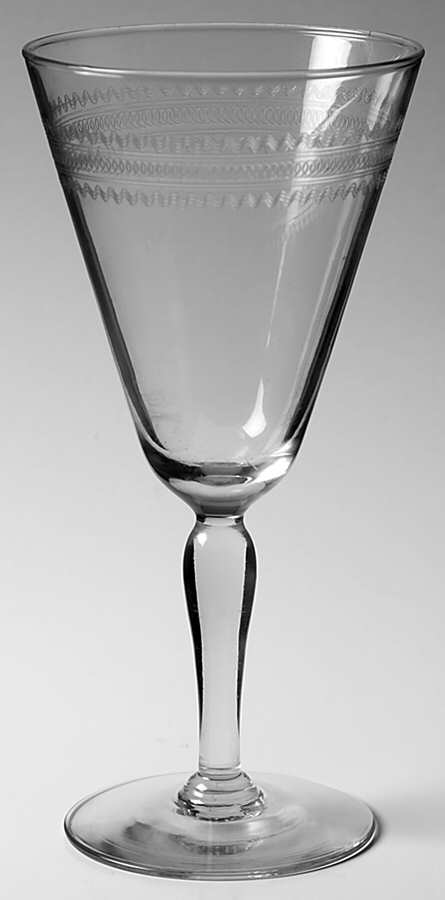 Needle Etch 114 (Clear, Line 1500) Water Goblet by Libbey Glass Company-1